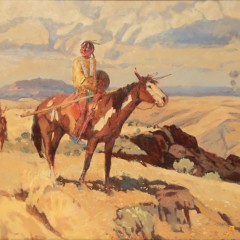 Sheryl L. Bodily Oil on board "Apache on Horseback"