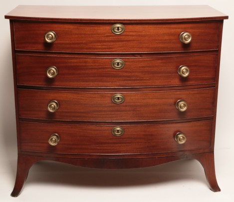 American Mahogany Sheraton Bow Front Chest of Drawers