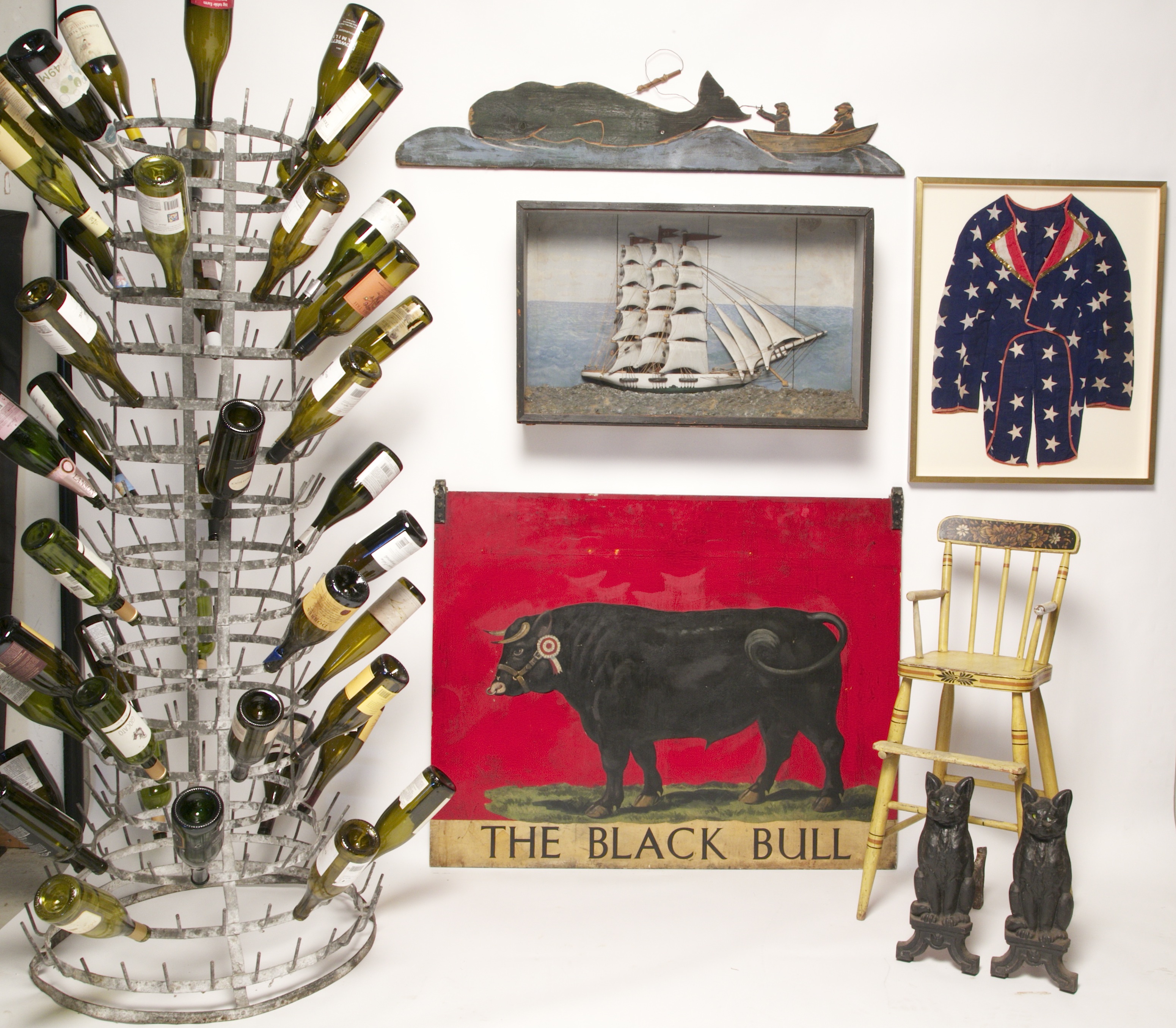 French Steel Wine bottle Drying Rack 19th C. French Steel Wine Bottle