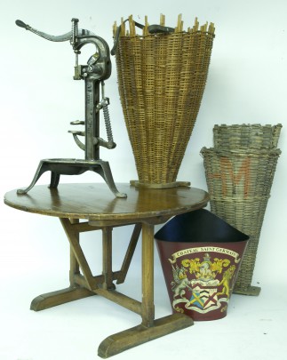 19th C. French Wine Tasting TAble and Harvesting Equipment