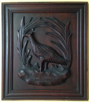 Pair of Carved Oak Pheasant Plaques