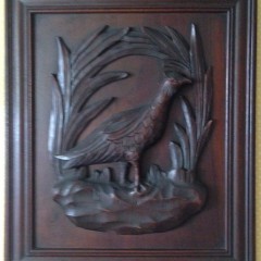 Pair of Carved Hard Wood Pheasant Plaques