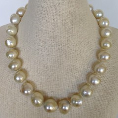 14.9mm x 17.8mm South Sea Pearl champagne necklace