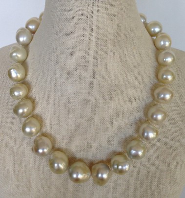 14.9mm x 17.8mm South Sea Pearl champagne necklace