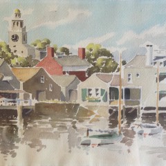 Doris and Richard Beer Watercolor on Paper "Old South Wharf"