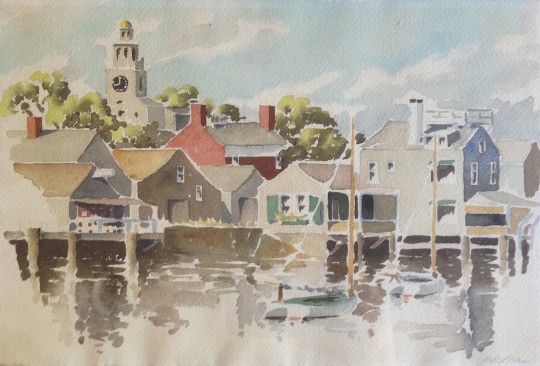 Doris and Richard Beer Watercolor on Paper "Old South Wharf"