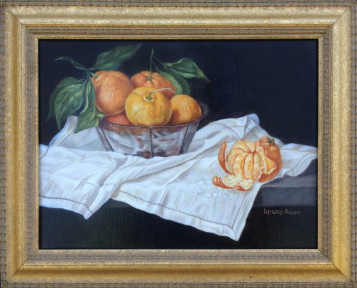 Irmgard Arvin Oil on Canvas "Still Life of Tangerines in a Bowl"