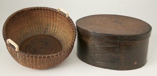 19th C. round nantucket sewing basket