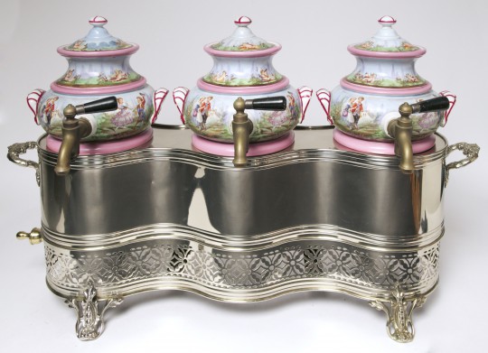 French Porcelain Brass Bain-Marie Dispenser