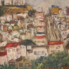 Attributed to Louis Siegriest “Townscape” Oil on Canvas Board