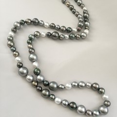 Fine 9mm-16mm White South Sea and Tahitian Pearl Cocktail Necklace