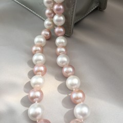 White South Sea and Pink Freshwater Pearl Graduated Necklace