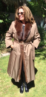 Saks Fifth Avenue Mink and Beaver Lined Rain Coat with Mink Collar