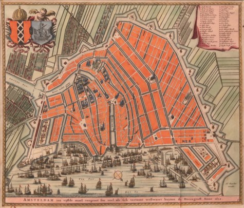 Nicholas Visscher Hand Colored 1665 Map of Amsterdam