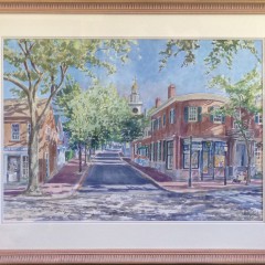 William Welch Watercolor on Paper "5:17 on Main Street"