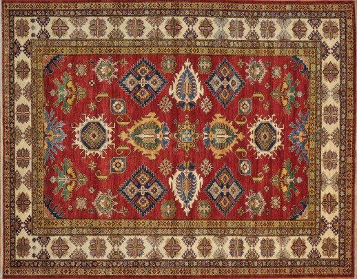 Hand Woven Red Wool Kazak Carpet, 8 ft. 2 in. x 10 ft. 6 in.