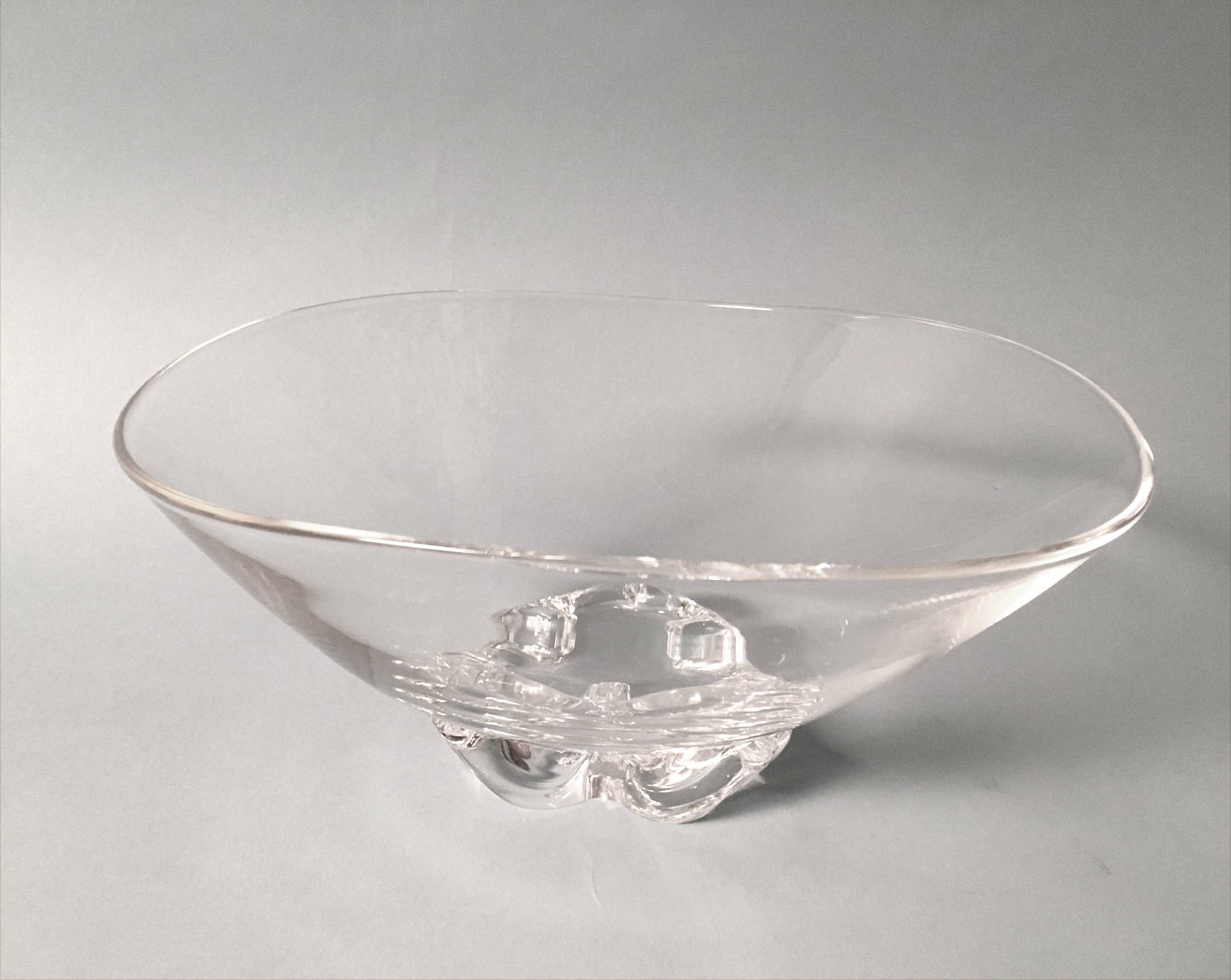 Steuben Signed Steuben Clear Glass Pedestal Bowl Rafael Osona