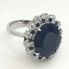 11 Carat  Sapphire and Diamond Ring