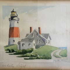 Doris and Richard Beer "Sankaty Light" Watercolor on Paper