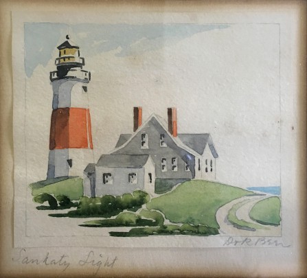 Doris and Richard Beer "Sankaty Light" Watercolor on Paper