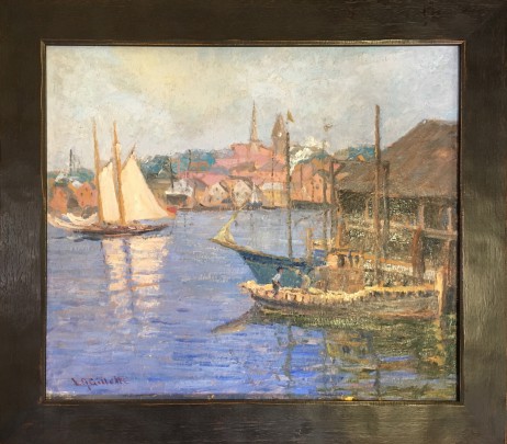 L. A. Gillette "Harbor Scene" Oil on Artist Board