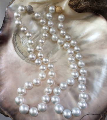 13mm x 15mm and 13mm x 15.6mm White South Sea Pearl Necklaces