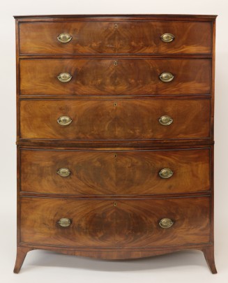 George III Mahogany Bow Front Chest-on-Chest