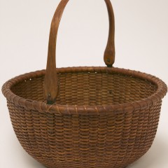 Labeled Mitchel Ray (1870-1956) Round Open Swing Handle Nantucket Basket