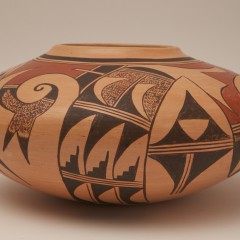 18th Century Country Harvest Table and Garnet Pavatea Hopi Polychrome Seed Jar