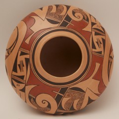 18th Century Country Harvest Table and Garnet Pavatea Hopi Polychrome Seed Jar
