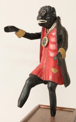 Folk Art Polychrome Carved Wood Model of a Hurdy Gurdy Monkey