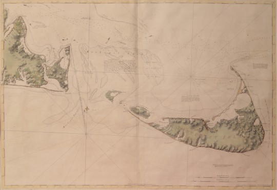 1781 Hand Colored Map of Nantucket by I.F.W. Des Barres