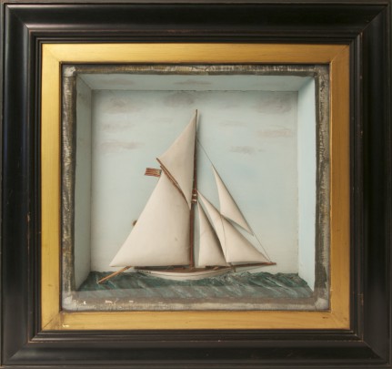 19th Century Shadow Box of the Sailing Vessel "Defender"