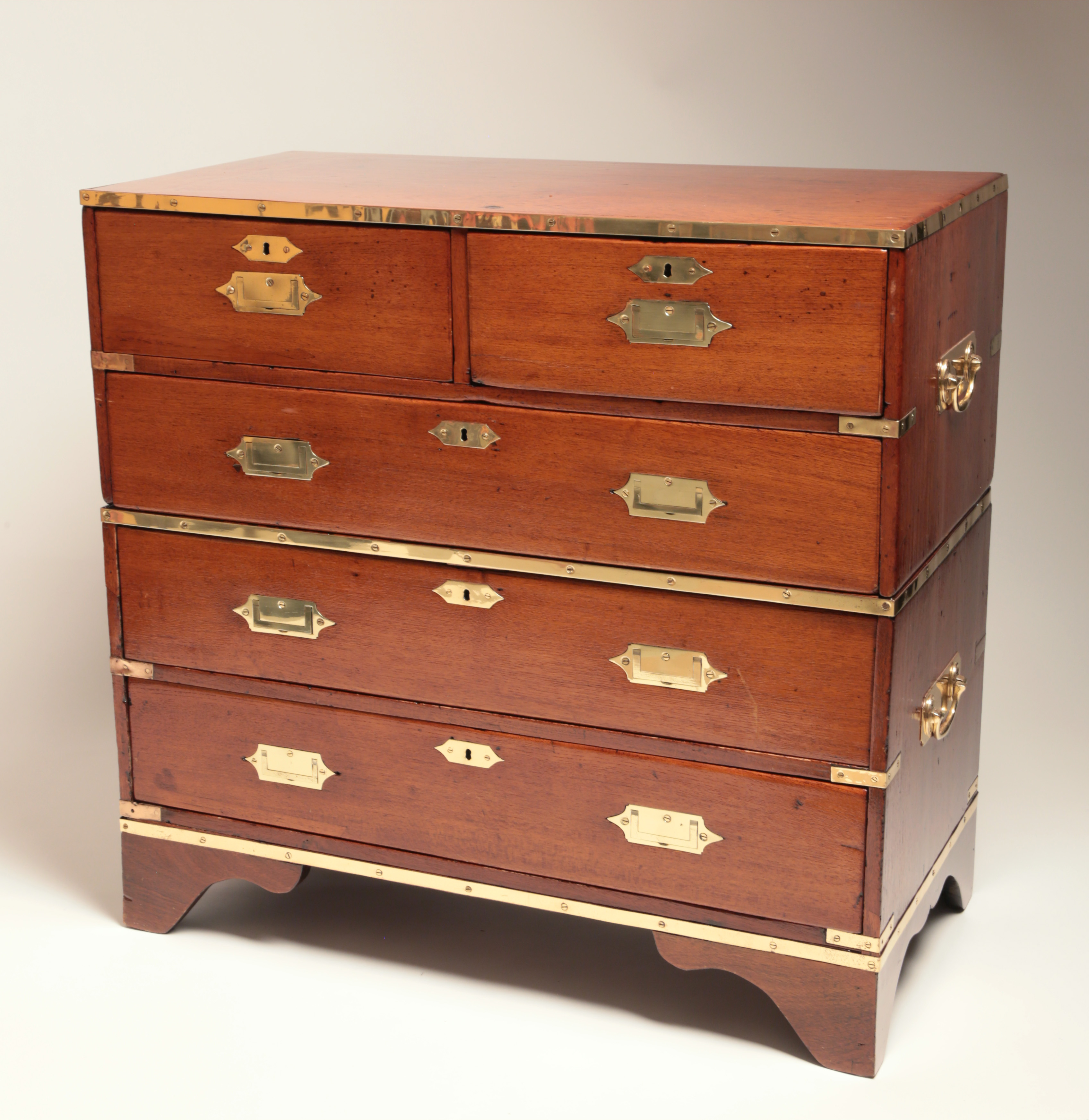 Campaign Chest 19th Century TwoPart Brass Bound Campaign Chest