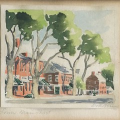 Doris and Richard Beer Nantucket Watercolor on Paper "Lower Main Street"