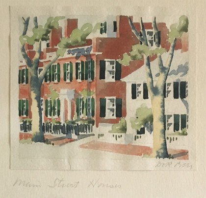 Doris and Richard Beer Nantucket Watercolor on Paper "Main Street Houses"