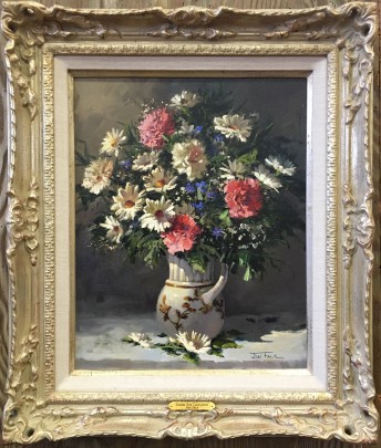 Joni Falk Oil on Canvas "Daisies and Carnations"