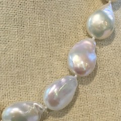 Fine 22mm – 24mm White Fresh Water Baroque Pearl Necklace