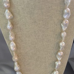 24mm White Fresh Water Baroque Pearl Necklace