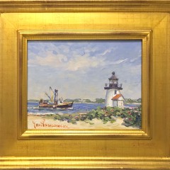 Jan Pawlowski Oil on Canvas "Trawler Rounding Brant Point", signed lower left.