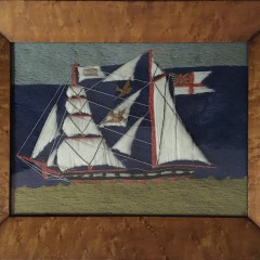 19th Century English Woolie "Portrait of a Two-Masted Vessel"