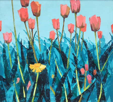 Andrew Shunney Oil on Canvas "Tulips"