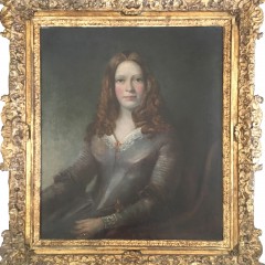 19th Century Oil on Canvas "Portrait of a Girl"