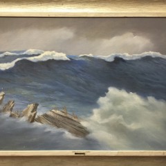 Leslie Lane Oil on Canvas "Rocky Seascape"