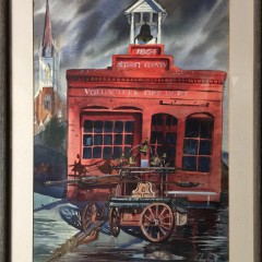 C. Robert Perrin Watercolor on Paper " Stoffy County Volunteer Fire Department"