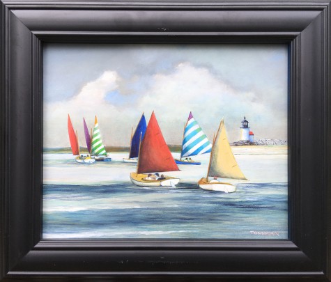 Yasemin Tomakan Oil on Board "Rainbow Fleet, Nantucket"