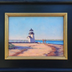 Dianne Panarelli Miller Oil on Board "Fishing at Brant Point"