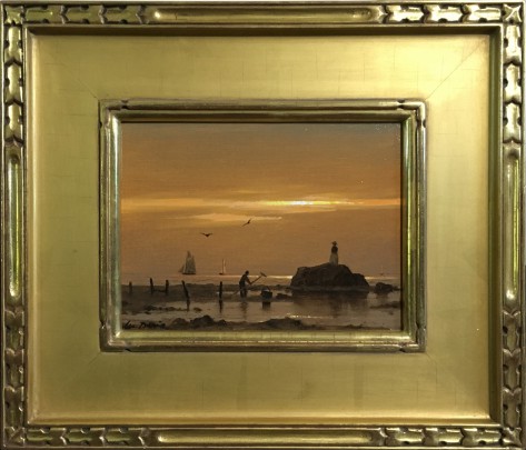 William R. Davis Oil on Board "Distant Ships"