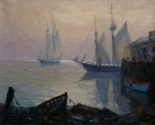 Charles Stepule Oil on Canvas "Foggy Rockport"