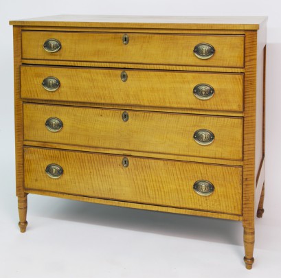 19th Century Sheraton Tiger Maple Chest